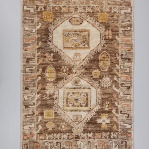 Earthy Brown Tribal Geometric Wool Area Rug